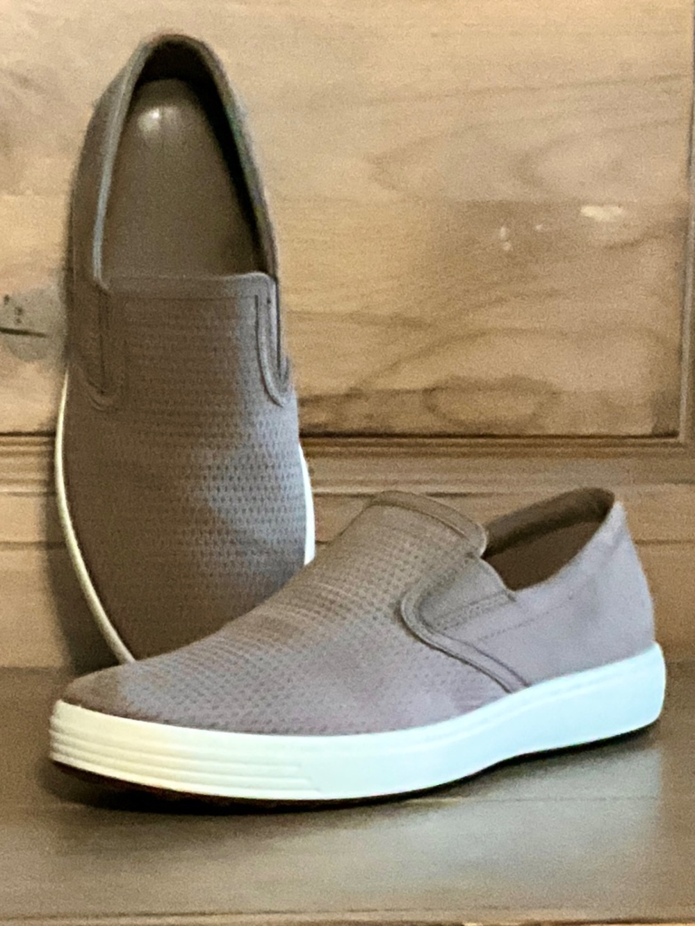 Ecco Soft 7 Slip On Sneaker Men's EU 41 US 7.5 Taupe Full Grain Nubuck Leather